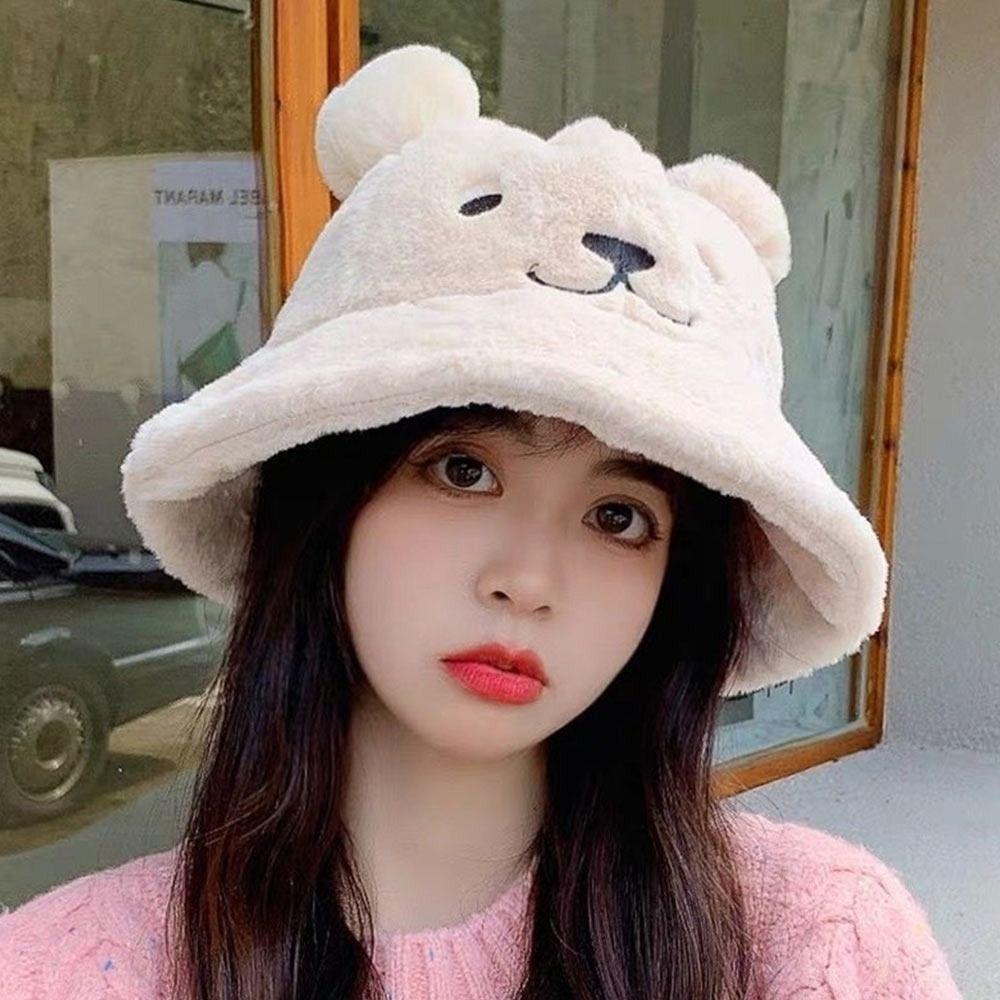 Thick Women's Fisherman Hat Warm Basin Hat Fashion Fur Bucket Hat Clothing Accessories