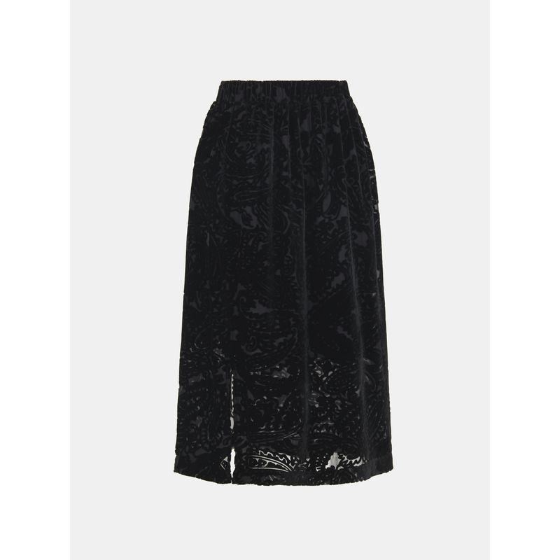 

Blue Rose Plus size women clothing ~ Casual Skirt Elastic Waist Slit Waist Skirt All Seasons Can Wear Deep sauce red XL