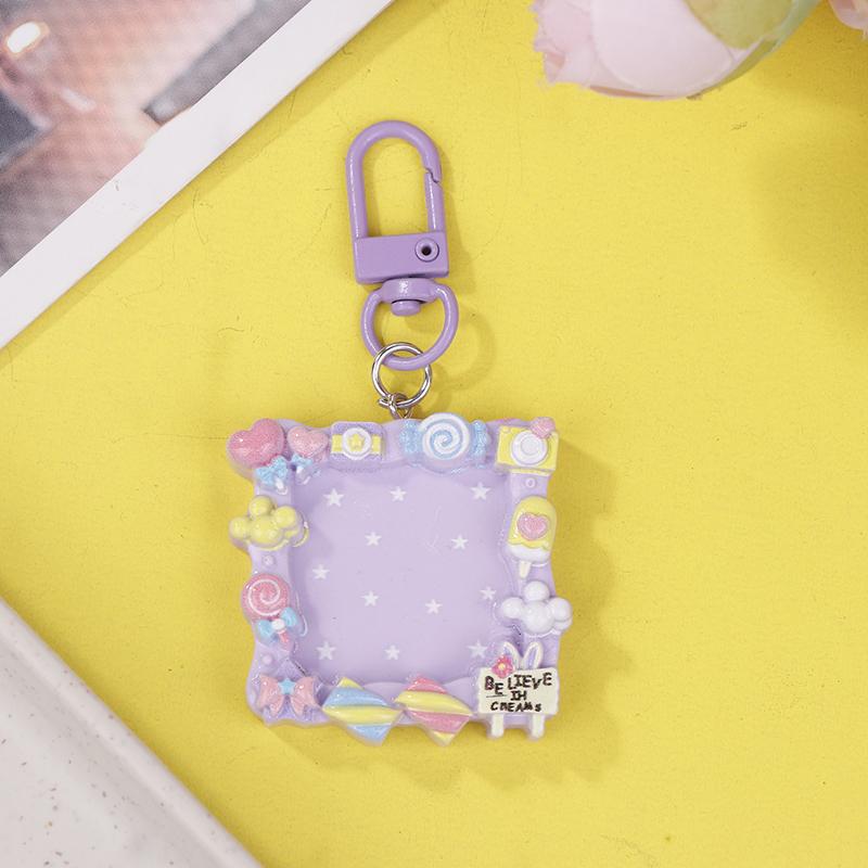 

Cute Cartoon Picture Frame Keychains Diy Card Album Mini Photo Frame Pendant Keyring For Women Girls Headphone Case Bag Ornament
