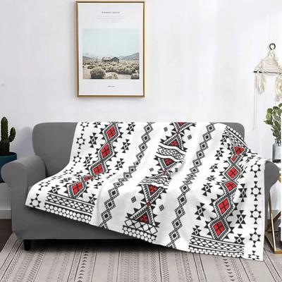 Koc Kabylski z Nadrukiem 3D Oddychający Miękki Flanelowy Zimowy Styl Bohemia Amazigh Berber Rzut na Kanapę Domowe Łóżko Prezenty#