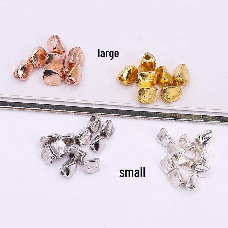 S925 Sterling Silver Square Loose Spacer Beads for DIY Handmade Jewelry