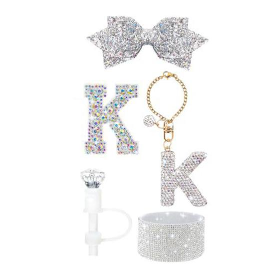 5Pcs Rhinestone Straw Cover Set for Water Bottles Silicone Boot