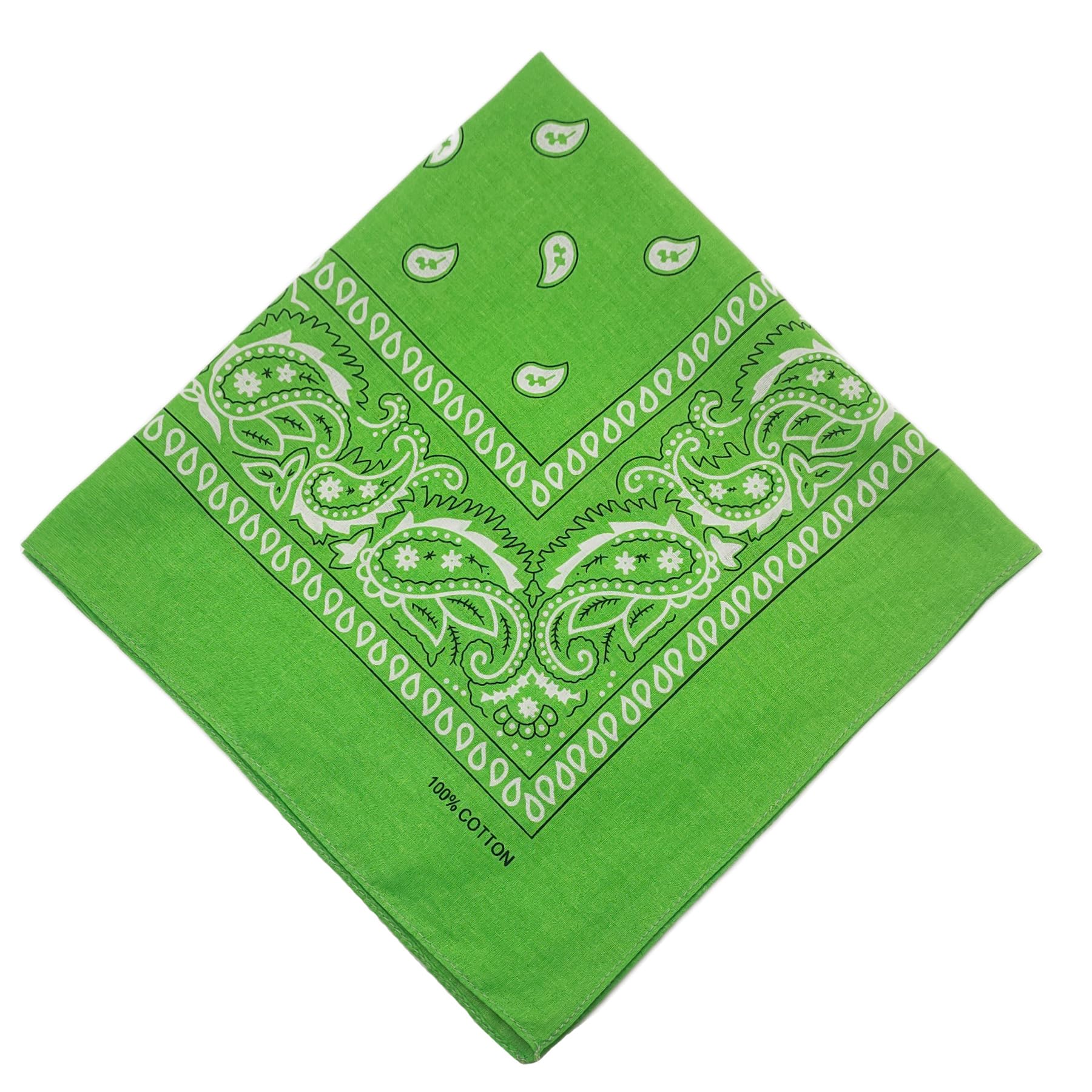 

kakatrend bandana light green paisley 100% cotton bandana adult stylish green handkerchief cotton bandana unisex durag large 55cm x 55cm