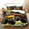Boys Cars Duvet Cover Cartoon Monster Truck Cool Vehicle Bedding Set Off Road Vehicle Locomotive Comforter Cover King Size
