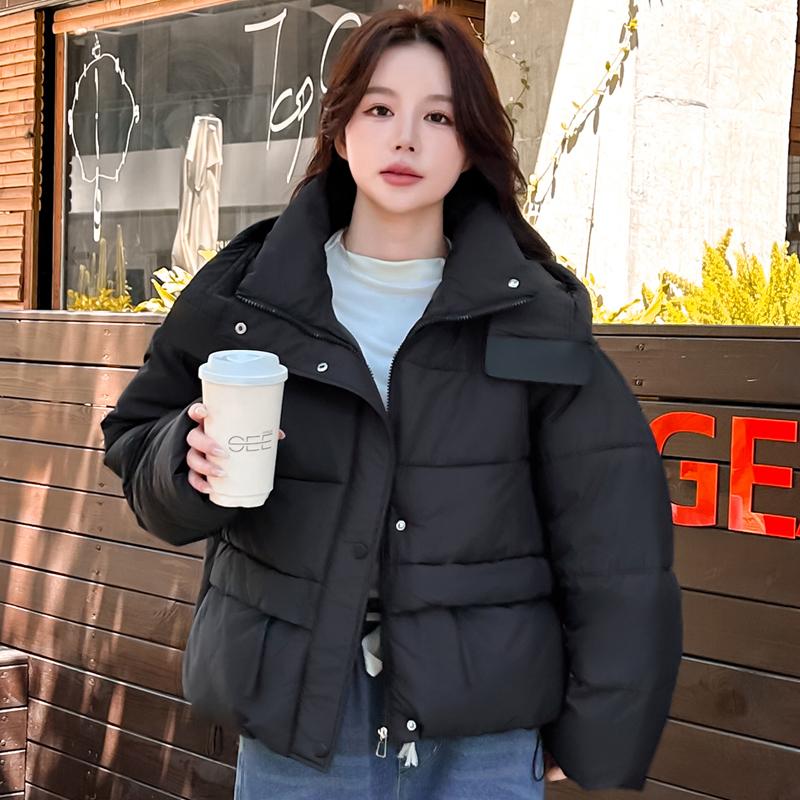 Módní zimní bundy dámské krátké parky s kapucí volné silné teplé svrchní oděvy ležérní dámské kabáty