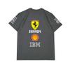Camiseta Oversized de Casal Ferrari F1 Racing Estampa Clássica de Logo de Patrocinador Manga Curta Casual de Motorsport Streetwear