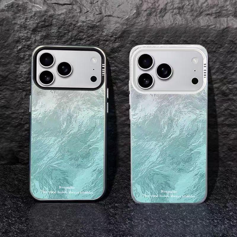 Glacier Blue Texture Apple 17 Pro Max Silver Case - Durable iPhoneAir 17 Pro Hard Case