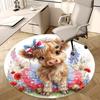 1pc American Flag Cow with Bow Round Carpet Office Chair Mat, Anti Slip Rug for Home Decor, Gift, Office, Living Room, Bedroom