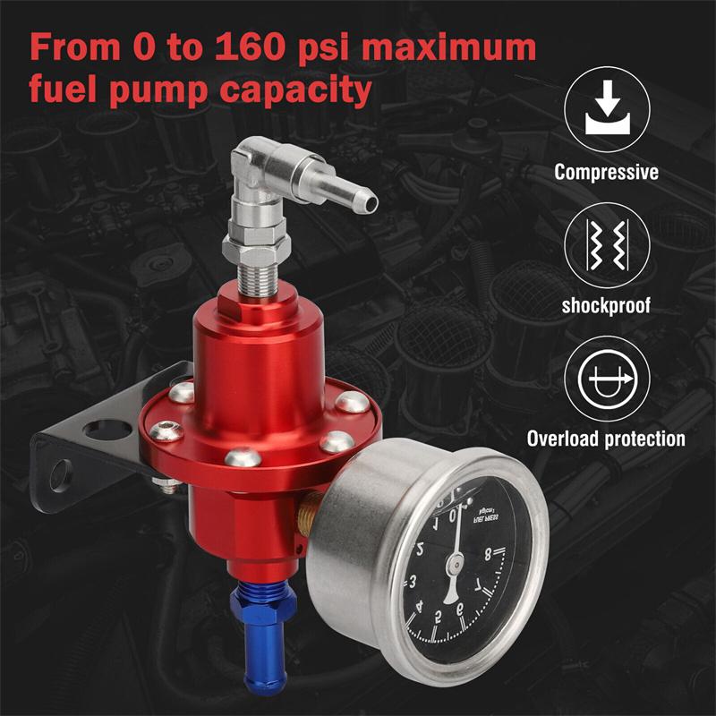 Adjustable Fuel Pressure Regulator Car Accessories Vehicle Refitting Fuel Supercharger Aluminum Universal With Gauge Kit
