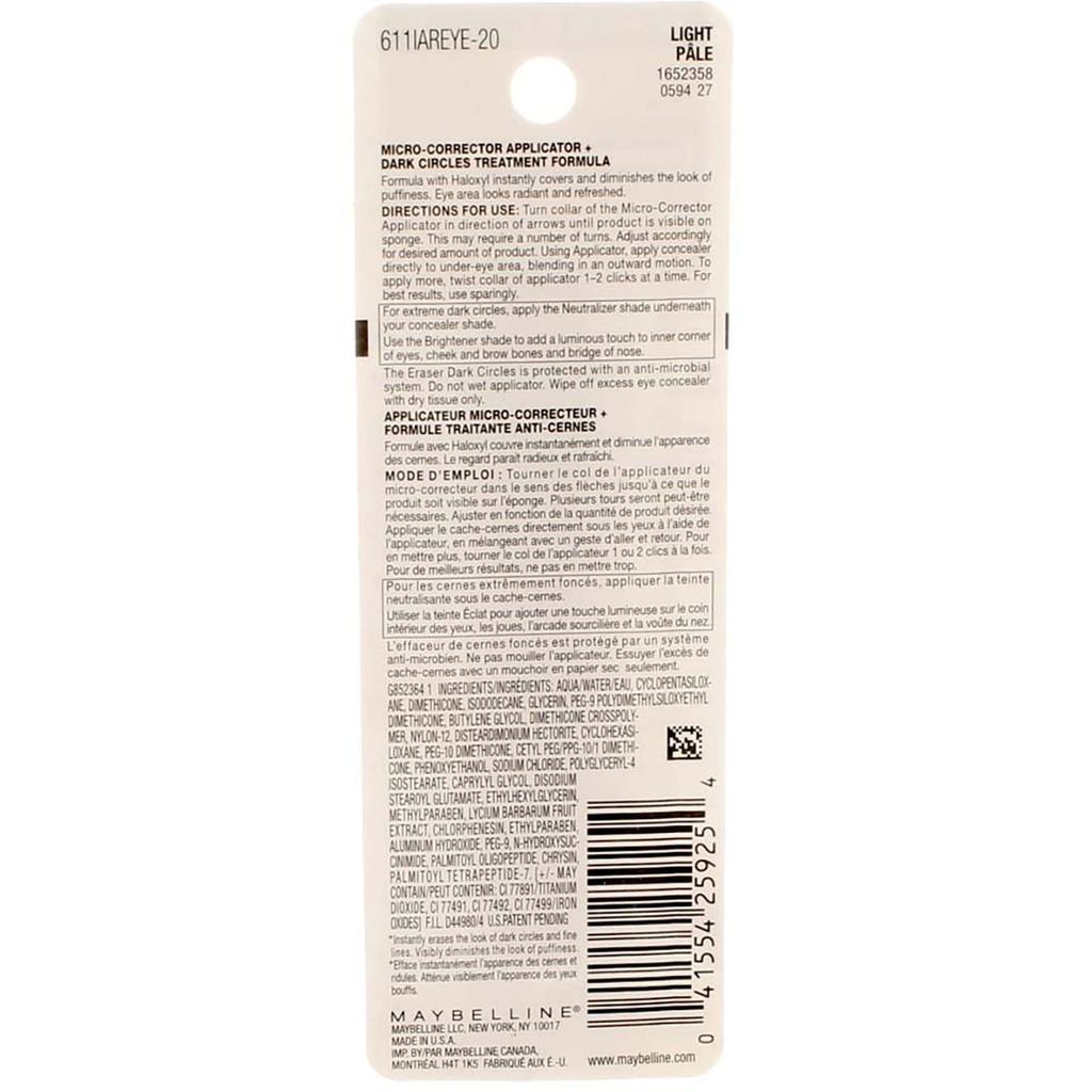 Maybelline New York Instant Age Rewind Eraser Dark Circle Concealer Light 0.2 Oz Pack of 2