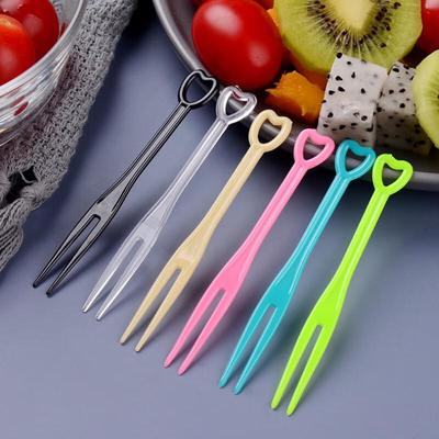 Disposable Plastic Heart-shaped Fruit Forks