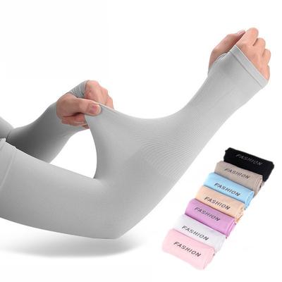 1 paio di coperture per braccioli con protezione solare in seta di ghiaccio, copertura per gomito unisex, ciclismo all'aperto, corsa, pesca, guida, maniche da braccio anti-UV