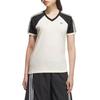 adidas Originals Color Block V-Neck Short Sleeve Raglan T-Shirt Women Tops Off-White Black KF0316
