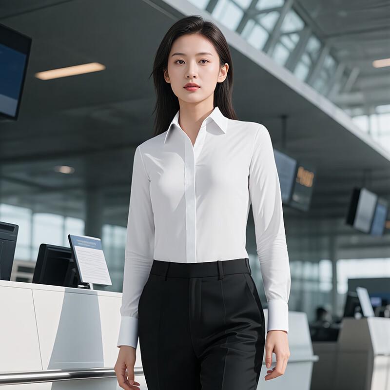 Tromann Unisex White Long-Sleeve Business Shirt