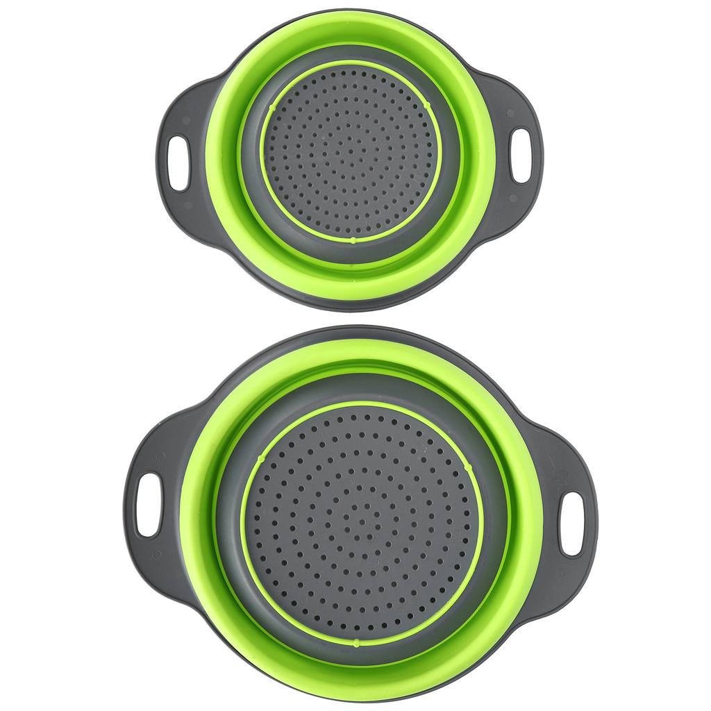 2PCS Round Retractable Folding Drain Basket Fruit Basket Multifunctional Kitchen Plastic Basin