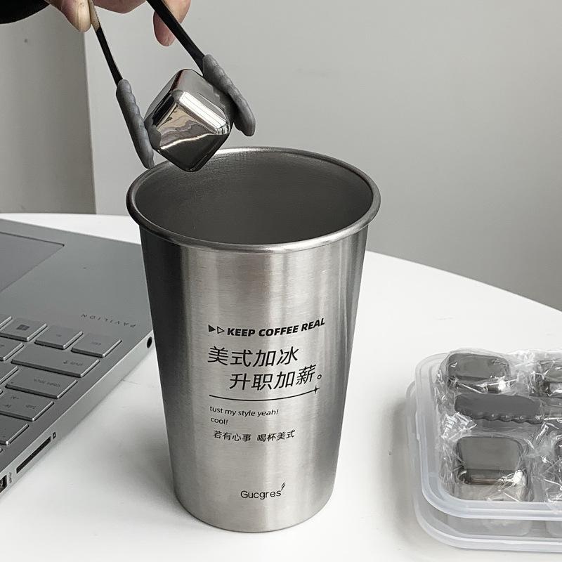 Stainless Steel Coffee Mug with Straw Lid Portable Coffee Cup Drinking Beer Milk Water Cup Restaurant Bar Party 500ml