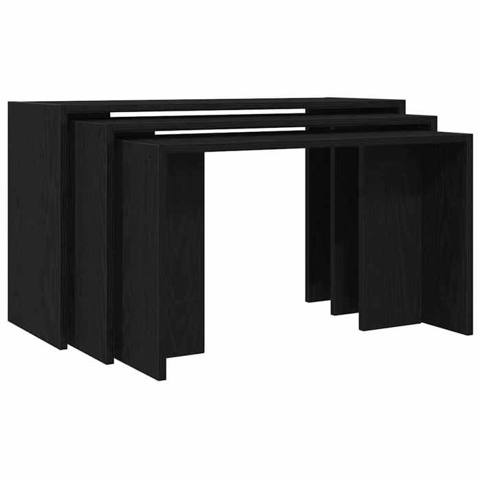VidaXL Tables gigognes 3 pcs noir bois d'ingénierie, table d'appoint gigogne, table empilable, table de canapé, table 858534