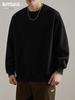 Men's American Style Heavyweight Crewneck Sweatshirt - New Autumn Arrival, Trendy, Loose, Solid Color, Versatile Casual Base Layer.