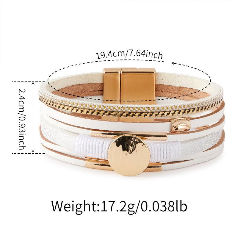 Vintage Rhinestone Braided Leather Bracelet for Women Bohemian Multilayer Wrap Wide Bracelets Party Jewelry Gifts