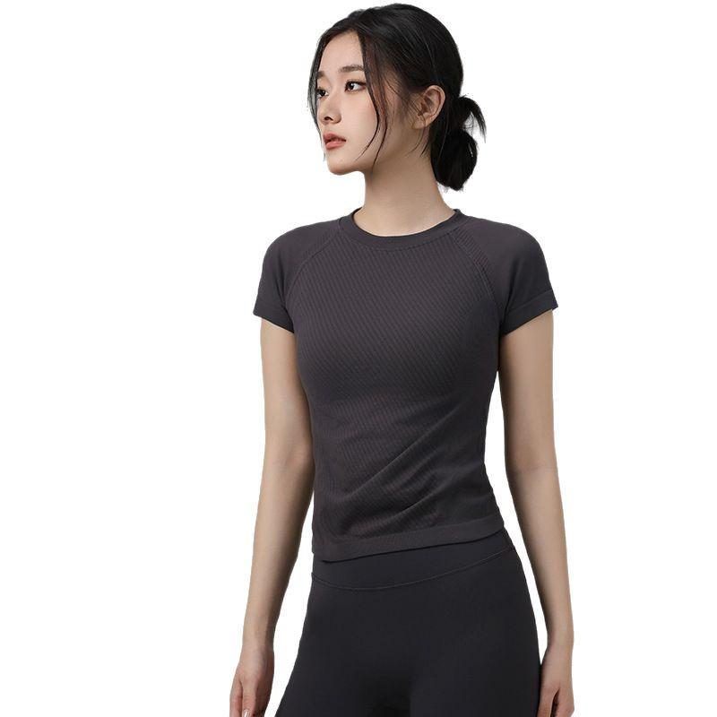 Women's Slimming Yoga Suit: Short Sleeve, Round Neck, Breathable Fitness & Running T-Shirt