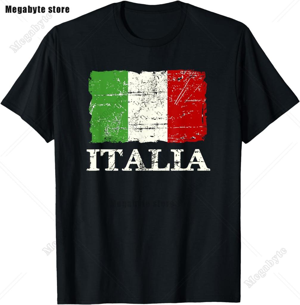 Italia TShirt Italy Flag Coat of Arms Tee Shirt Repubblica Italiana Italian Heritage Vintage T Shirt Guys Streetwear Crew Neck