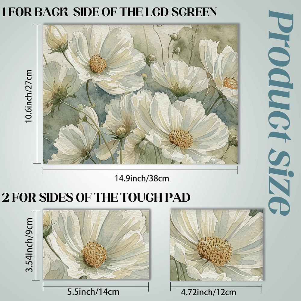 PVC Sticker for Laptop Flower 90~270x120~380mm 3pcs/set
