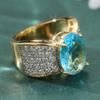 Chic Golden Color Ring With Sparkling Synthetic Oval Zircon Fashion Trendy Banquet Ring Women's Gatherings Jewelry