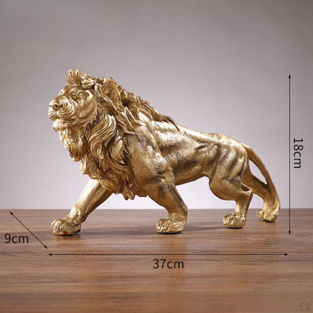 Resin Figurine Lion Statue Collectible Decoration Ornament Animal Sculpture for Office Table
