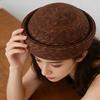 French Beret Hat Women Straw Cap Summer Circle Woven Sun Hat Church Derby Party Hostesses Pillbox Hat Millinery Fascinator Base