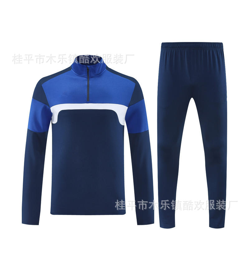 Student Team Half Zipper Long Sleeve Suit Football Training Suit Club Quick Drying Football Jersey Breathable