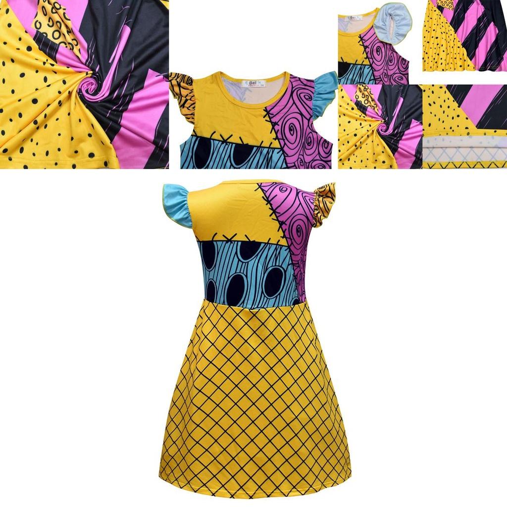 Enchanting Nightmare Before Christmas Sally Dress Costume For Girls Soft And Durable