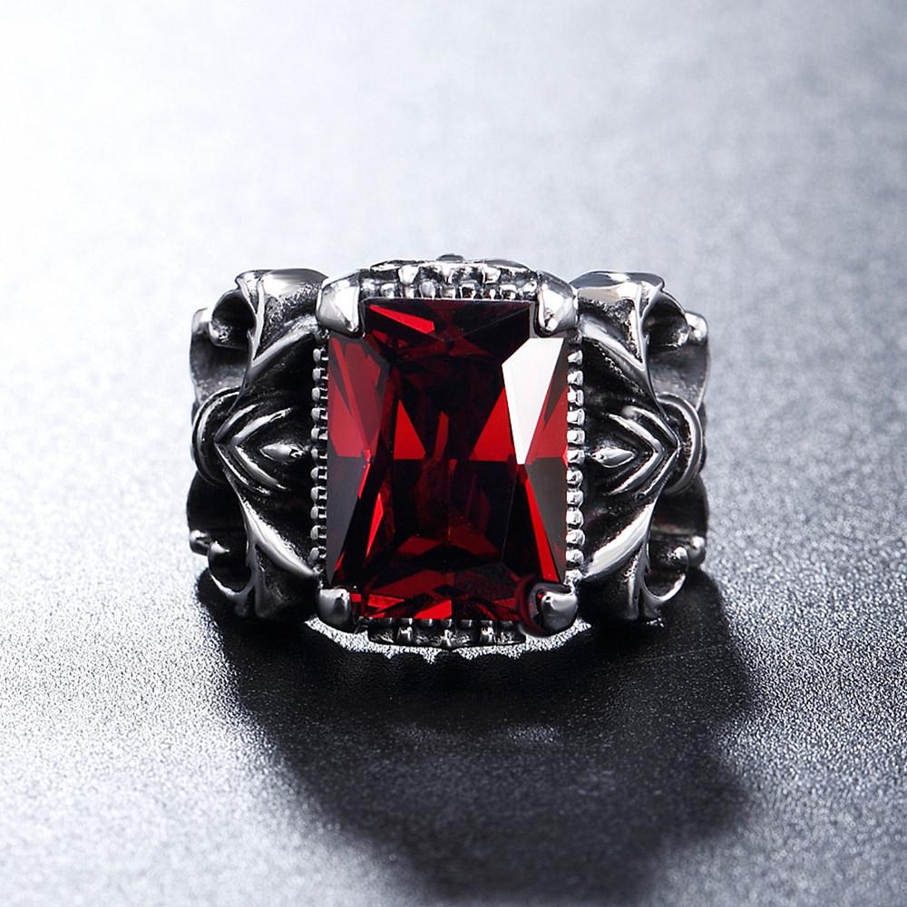 2026 Европейская и американская персонализированная модная ретро мужская кольцо-крест с инкрустацией рубином No. 7
