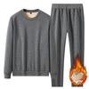 Herr Vinter Varm Kostym Plus Sammet Tjock Tröja Lammfleece Sweatpants 2-delat Set