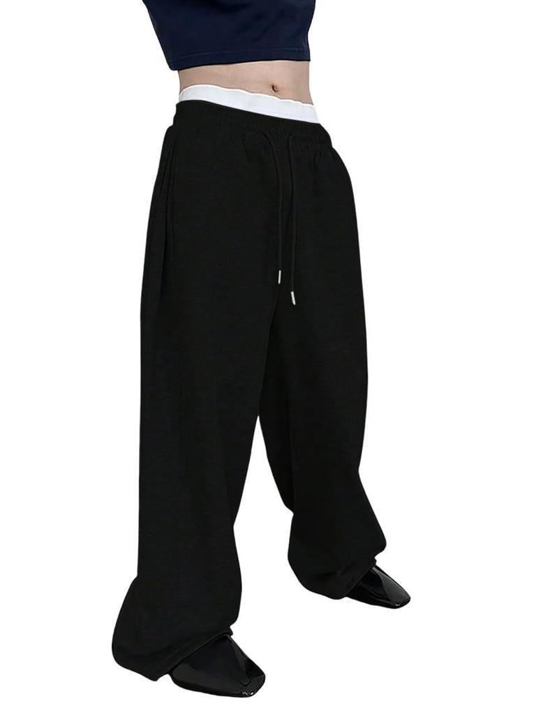 Herren Europäische und Amerikanische Jogginghose mit Kordelzug, Gerades Weites Bein, Lockerer Schnitt, Sportlicher Stil und Taschen