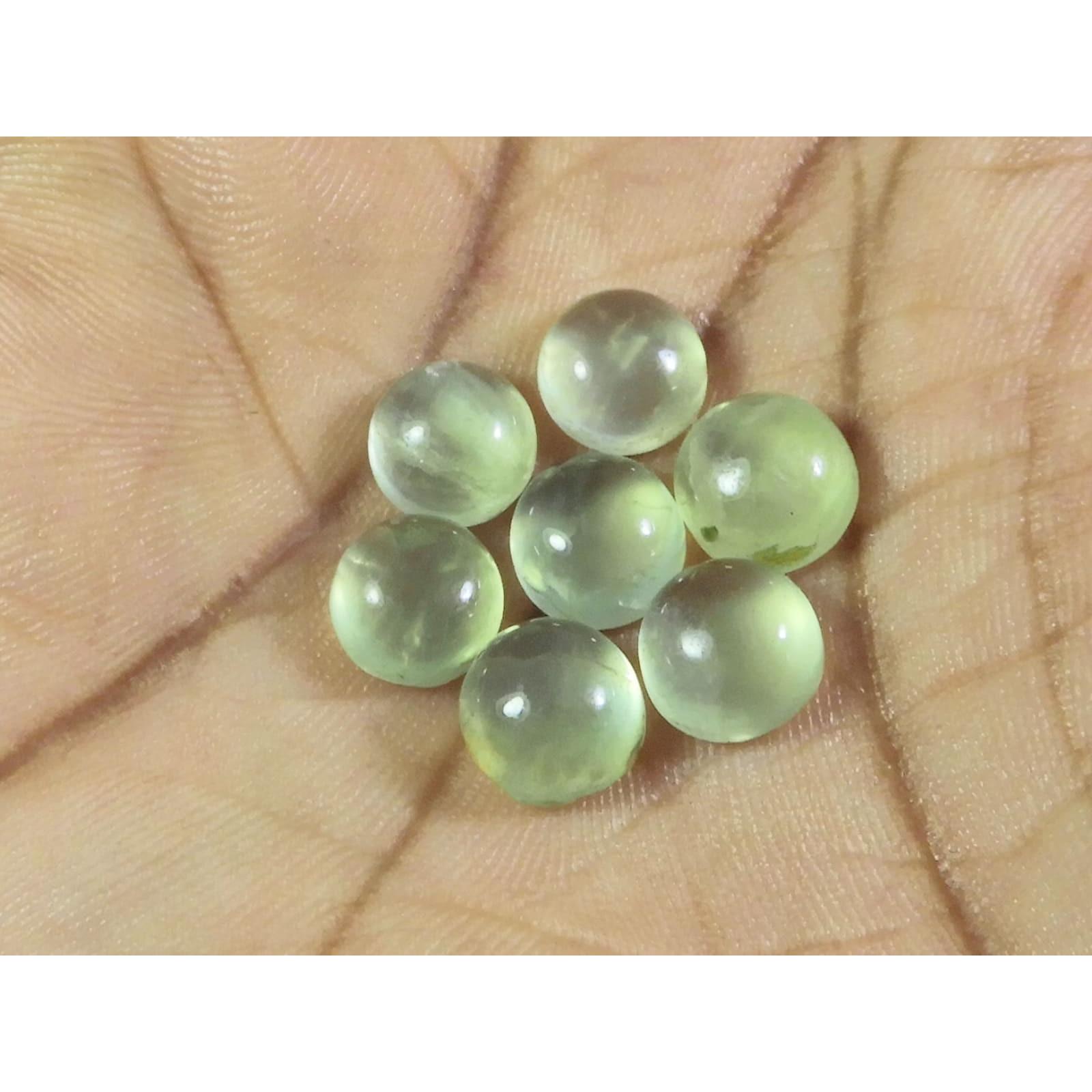 

8 мм Натуральный пренит Круглый кабошон Свободный драгоценный камень Лот из 7 шт. A-265