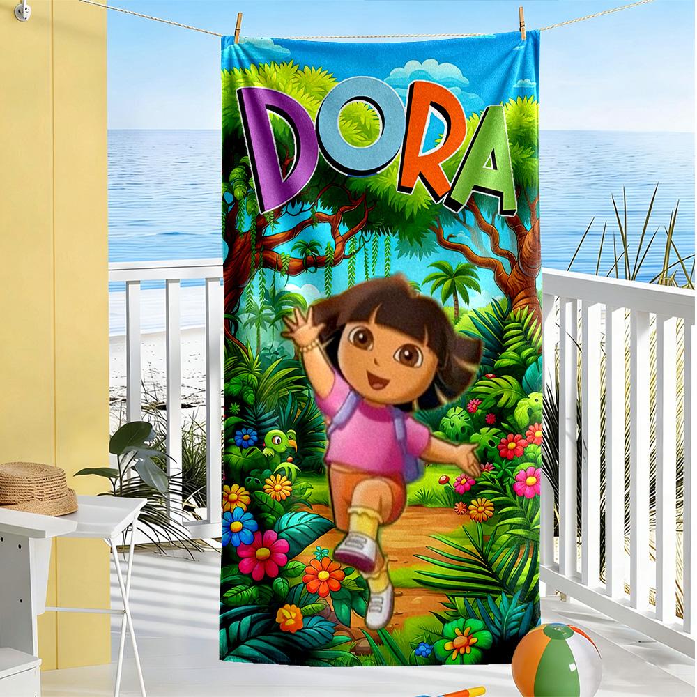 Dora Explorer Beach Towel Soft Durable Quick-Dry Comfortable Lightweight Suitable for Sports, Travel, Swimming, Yoga, Bathroom, Beach, And Pool