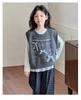 2025 Girls' Sweater Vest & Jeans Set - Spring/Autumn Knitwear for Big Girls and Middle School Students