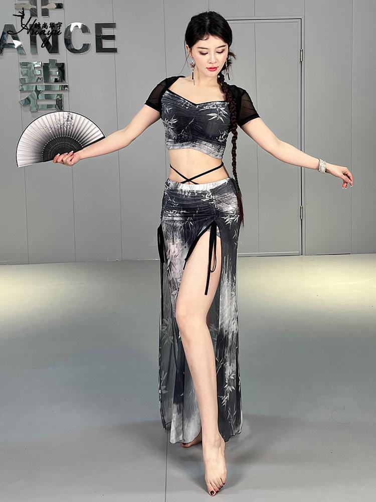 2025 Damen Bauchtanz Übungsoutfit: Neuer Stil Sommer Anfänger Orientalisch Sexy Langes Kleid Set