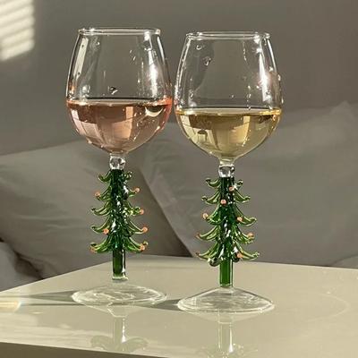 Tazza di Vetro Creativa di Natale Tazze Albero di Natale 3D Calice da Vino Rosso in Vetro Tazza Trasparente per Latte Caffè Atmosfera Natalizia Regalo