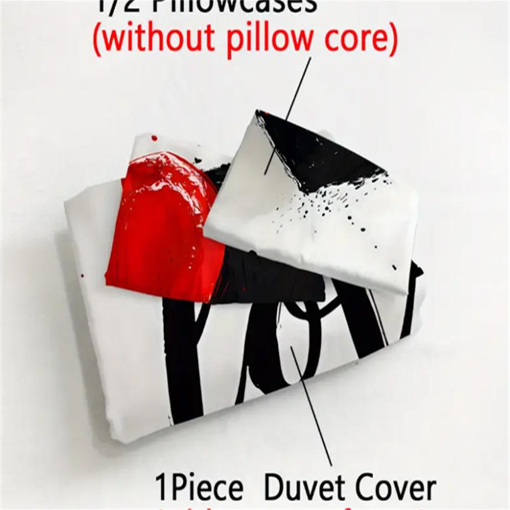 3D Love Heart Design Duvet Cover Set, 100% Polyester, Abstract Pattern, All-Season Soft Sanded Fabric Digital Bedding Set