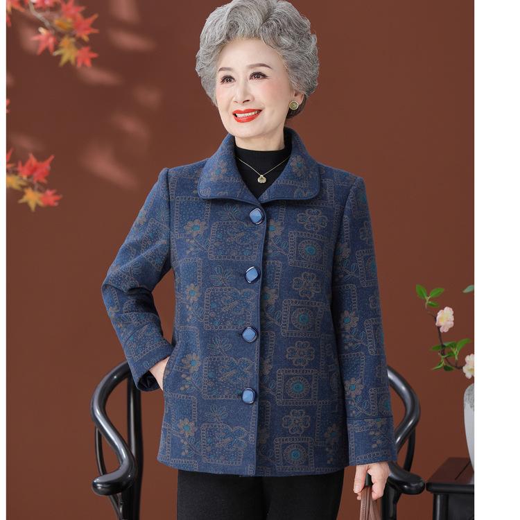 Middle-aged and Elderly Women's Autumn Coat Grandma 6070 Years Old 80 Mother Spring and Autumn New Coat Old Lady Old Clothes