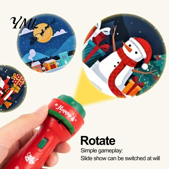 Christmas Theme Projector Light Kids Flashlight with 24/32 Patterns, LED Cartoon Projection Torch, Bedtime Story Lamp Educational Films, Boys