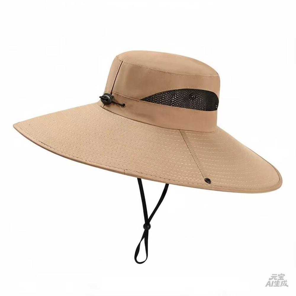 UV Protection Solar Fan Bucket Hat, Outdoor Fishing Sun Protection Cooling Fisherman Cap