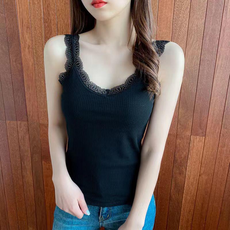 

Cotton summer new women s clothing lace threaded outer wear, cool and comfortable suspender vest bottom top M [recommended 42.5-50kg ]