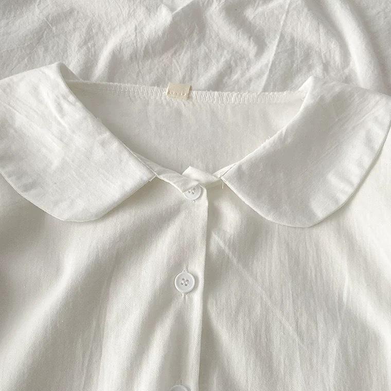 2022 Autumn Women's Pure Cotton Casual Long-Sleeve Salt White Shirt: Versatile & Loose Fit