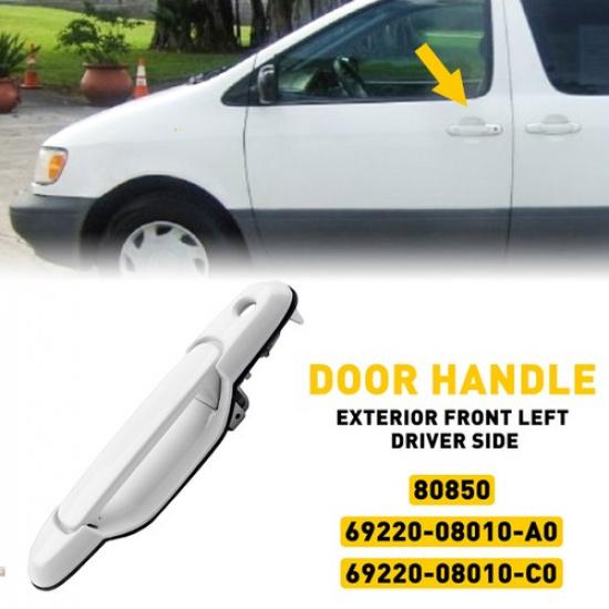 Front Outside Left Driver Exterior Handle Door Fit WHITE Toyota Sienna 98-03