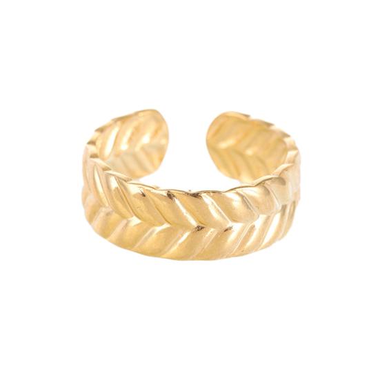 Thumb Ring Retro Leaf Shape Adjustable Opening Design Finger Ring Anti-Oxidation Stainless Steel Finger Band