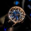 Black Mechanical Wormhole Watch with 3D Knight Design