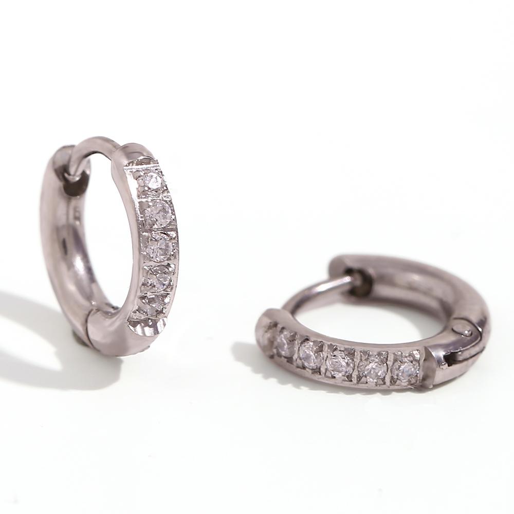 

MamacitaSlay 316L Stainless Steel Single Row Zircon Hoop Earrings 18K Gold Plated Waterproof Jewelry For Women Everyday Wear