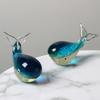 Luminous Glass Whale Figurine, Colored Glass Ocean Animal Art, Birthday Gift Desktop Decor for Home Office Shelf